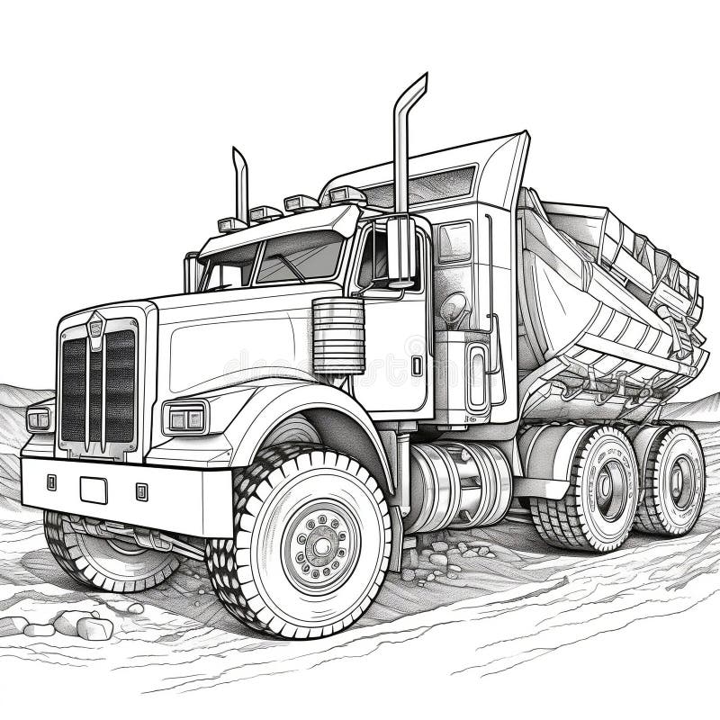 Incredible coloring pages of construction dump trucks generative ai stock illustration