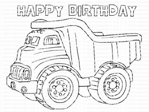 Dump truck printable dump truck birthday party printables dump truck coloring page dump truck party favor dump trucks toy instant download