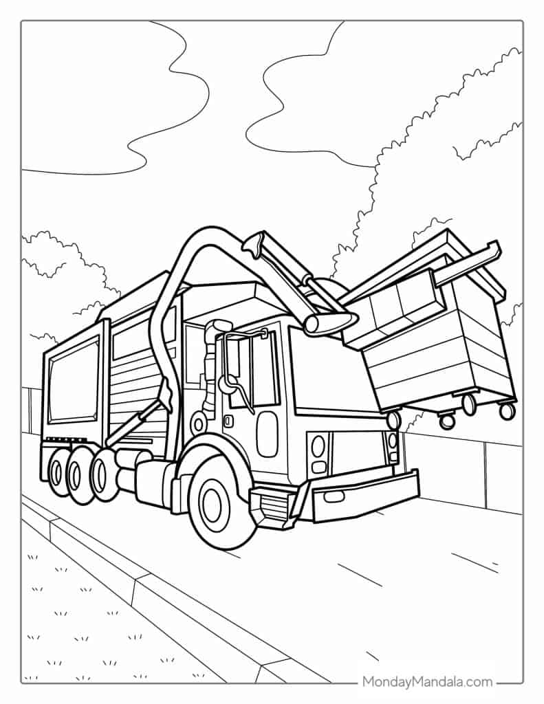 Garbage truck coloring pages free pdf printables