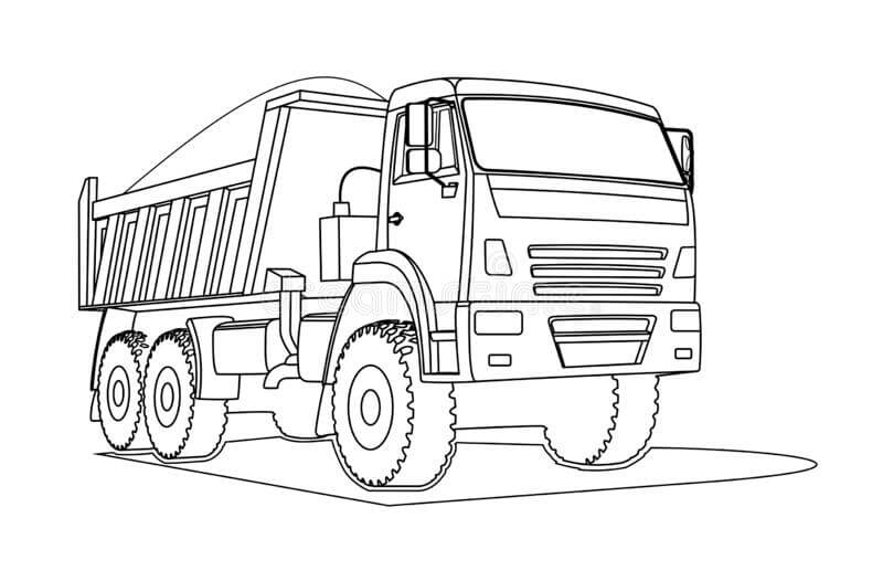 Contour large dump truck coloring page