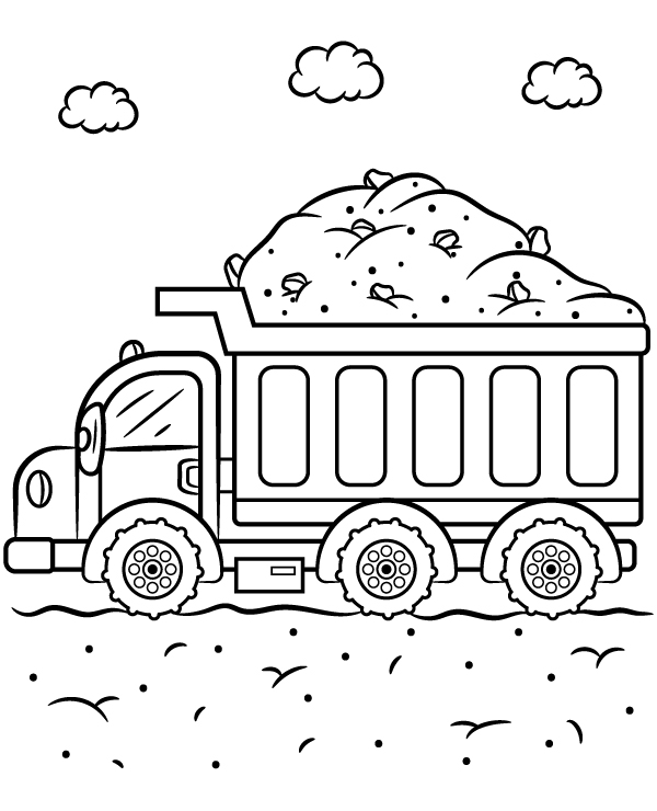 Printable coloring sheet dump truck