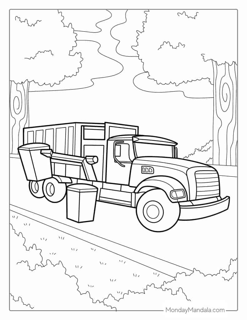 Garbage truck coloring pages free pdf printables