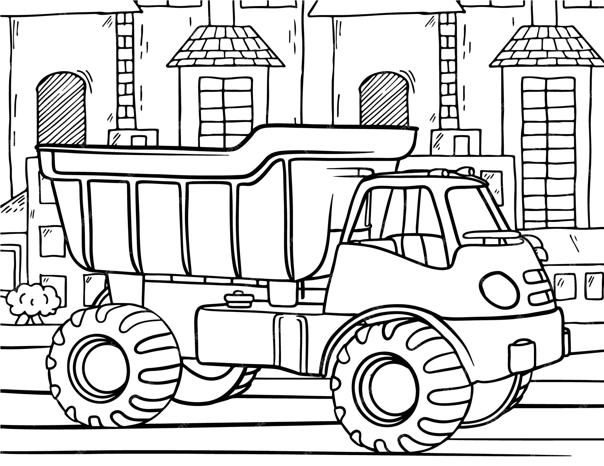 Premium vector dump truck coloring page for kids vehicle