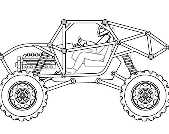 Childrens monster truck coloring pages instant download