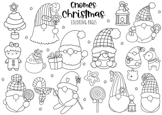 Gnome coloring page digital download guest room dãcor christmas dwarf gnomes book different cute popular coloring designe for decor instant download