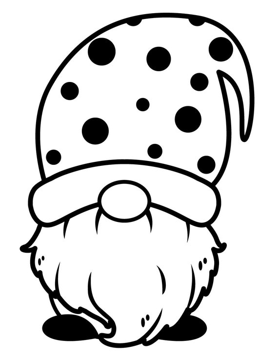 Cute easy christmas dwarf gnomes coloring book pages