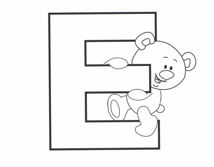 Printable bubble letters teddy bear letter e