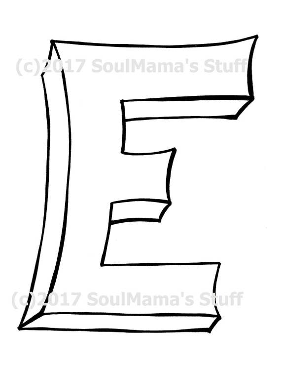 Blank capital letter e coloring page digital download printable alphabet nursery decor teacher supplies homeschool supplies