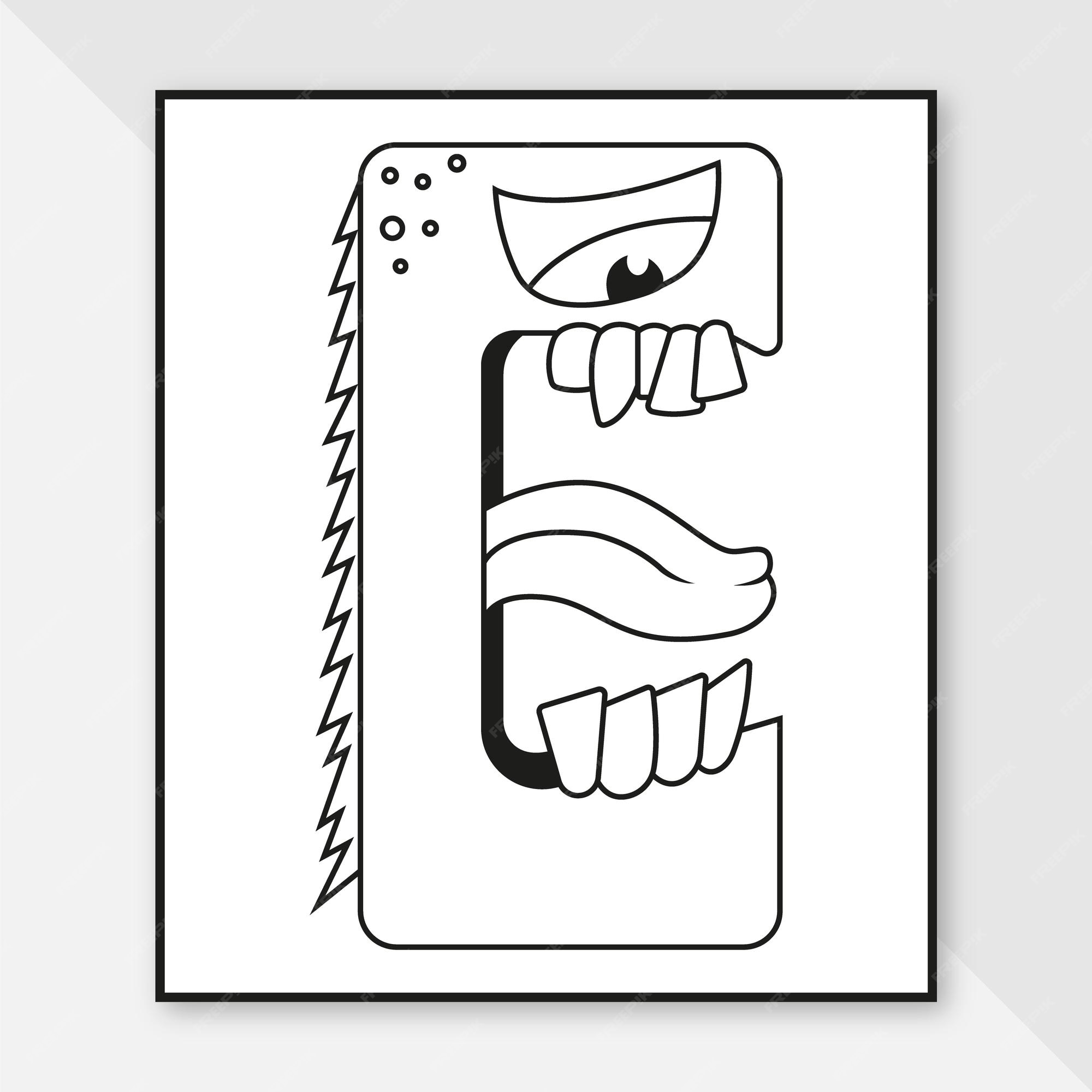 Premium vector monster alphabet coloring page letter e