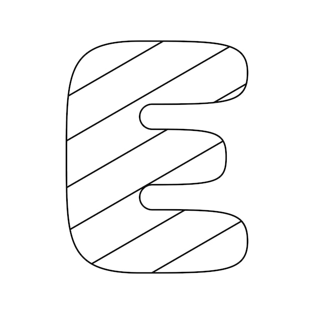 Premium vector coloring page with letter e for kids