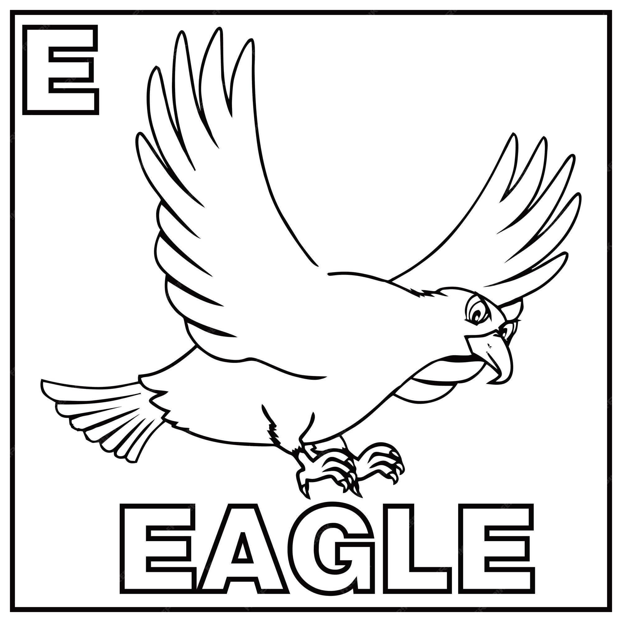 Premium vector coloring book for children alphabet e eagle vector illustration children coloring page with a pic