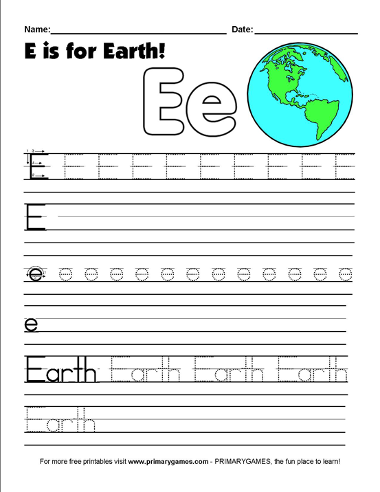 Earth day worksheets e is for earth â free online games at