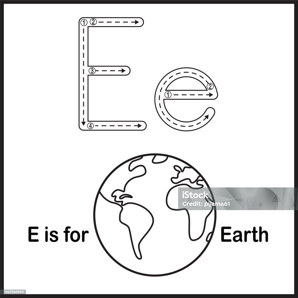 Flashcard letter e is for earth vector illustration stock illustration