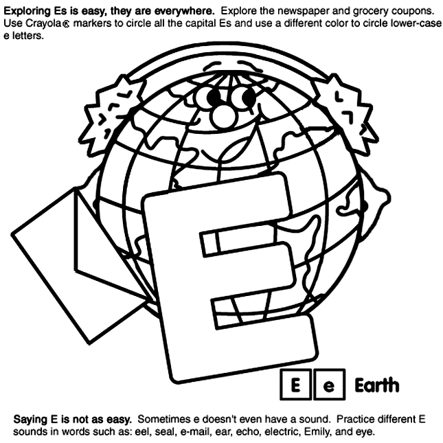 Alphabet e coloring page