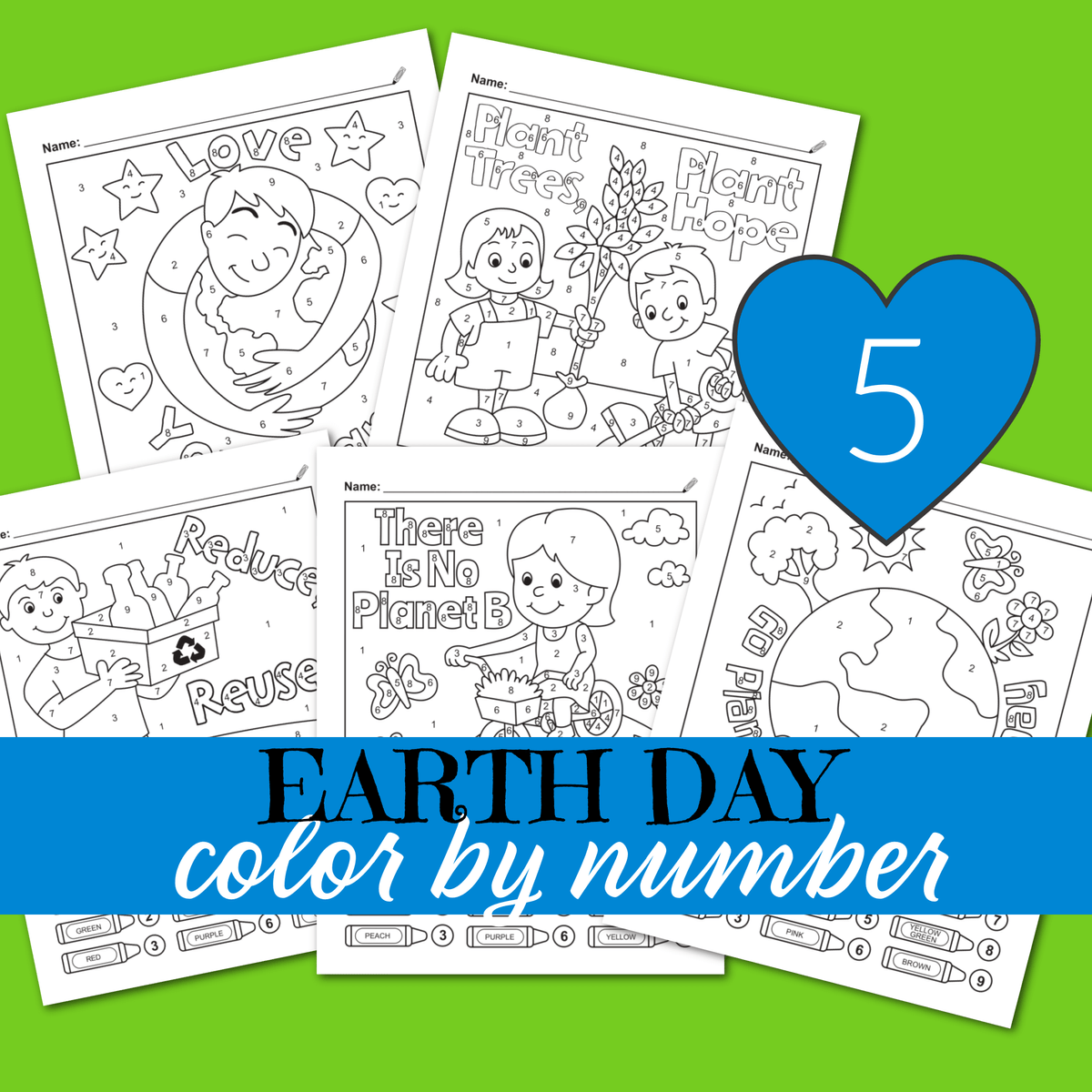 Earth day color by number printable worksheets â ispyfabulous