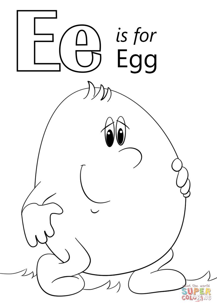 Letter e is for egg coloring page free printable coloring pages alphabet coloring pages kindergarten coloring pages preschool coloring pages