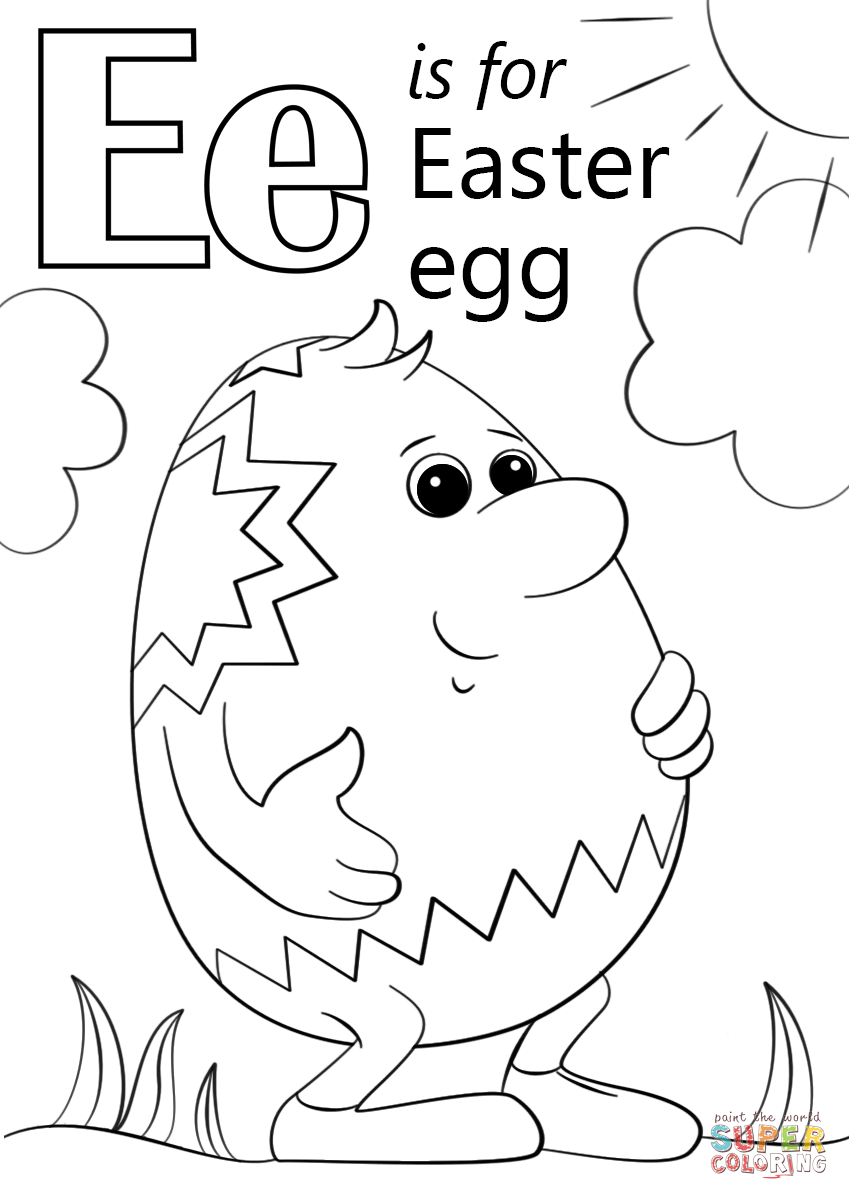 Letter e is for easter egg coloring page free printable coloring pages