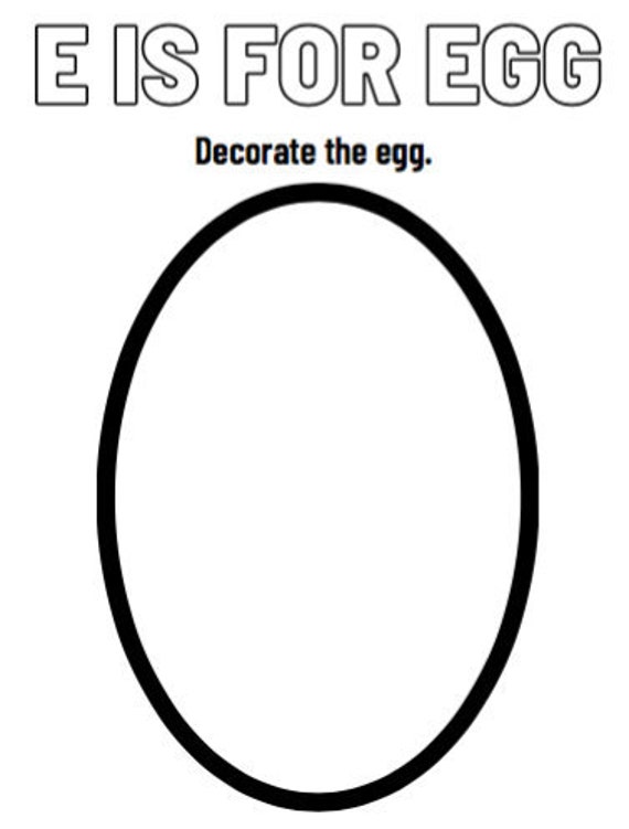 E is for egg coloring page