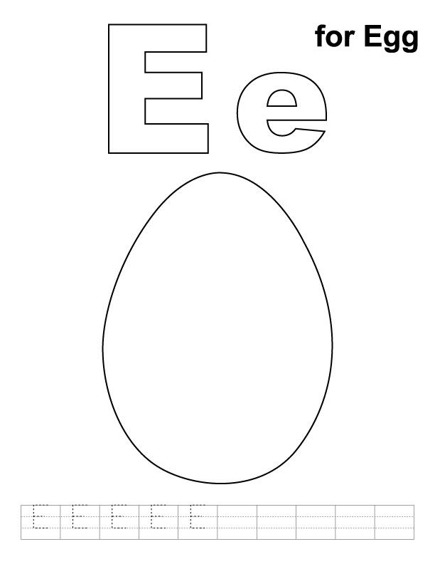 E for egg coloring page with handwriting practice kids handwriting practice abc coloring pages free kids coloring pages