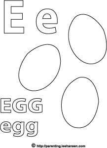 Letter e activity page eggs alphabet coloring sheet