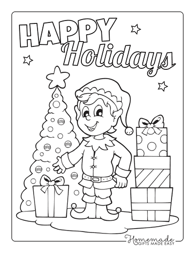 Free printable elf coloring pages for kids