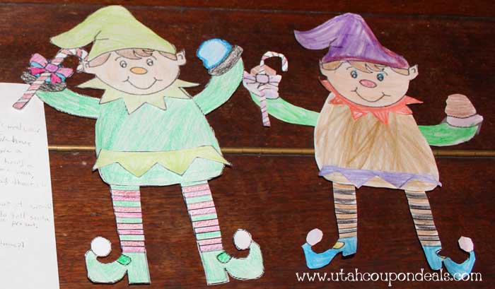 Printable elf craft color cut glue