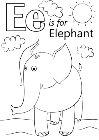 Letter e is for elephant coloring page free printable coloring pages