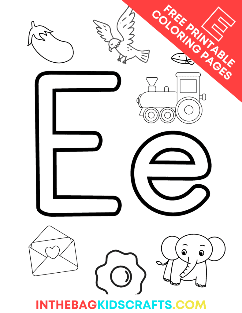 Letter e coloring pages â in the bag kids crafts