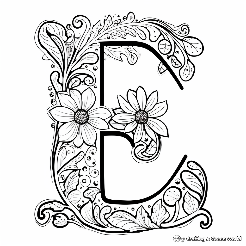 Letter e coloring pages