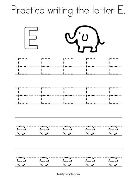 Practice writing the letter e coloring page