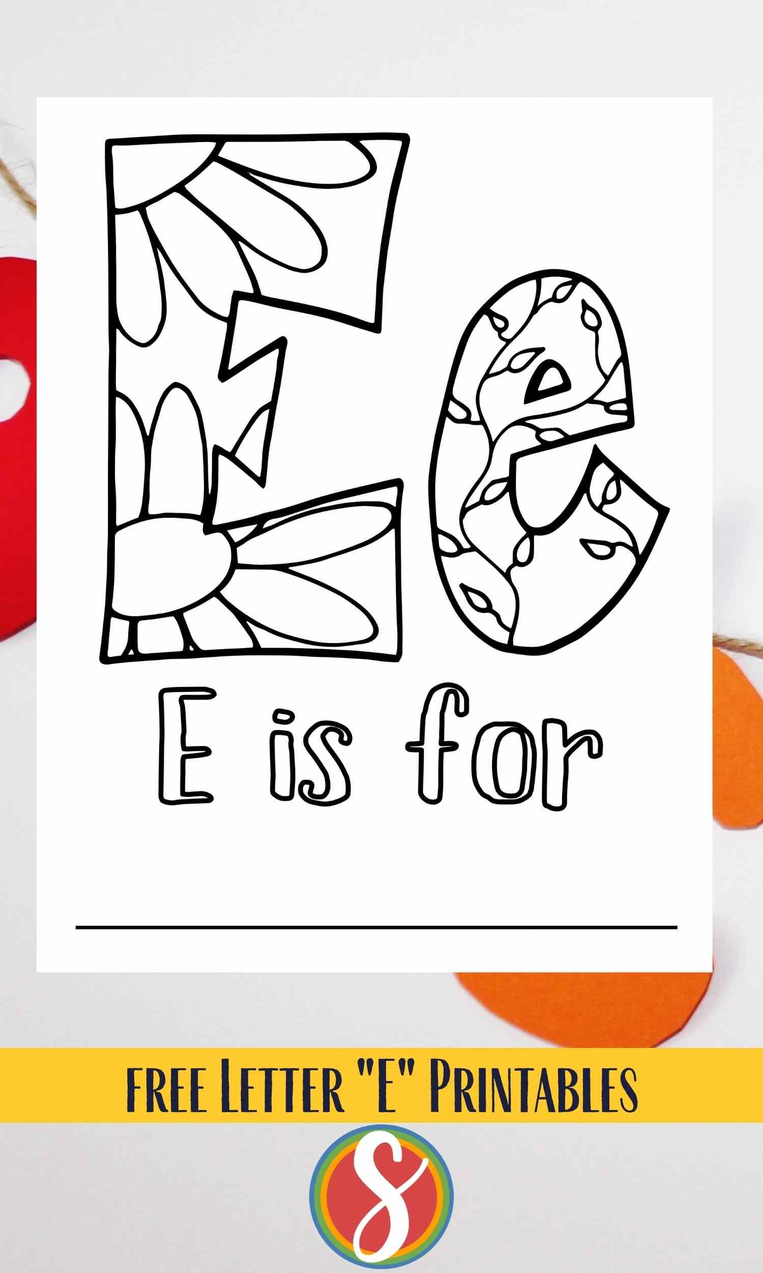 Letter e coloring pages â stevie doodles