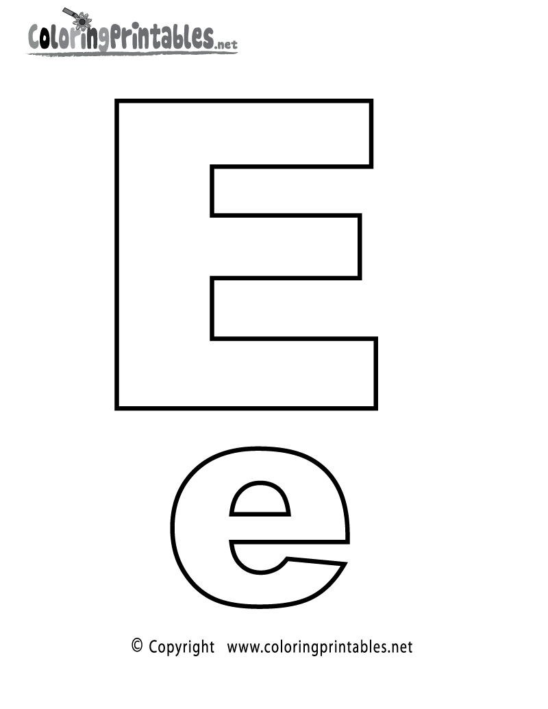 Free printable alphabet letter e coloring page