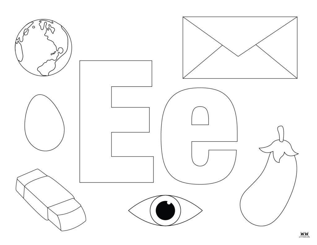 Letter e coloring pages