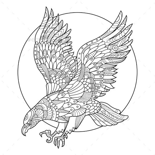 Eagle bird coloring book for adults vectors