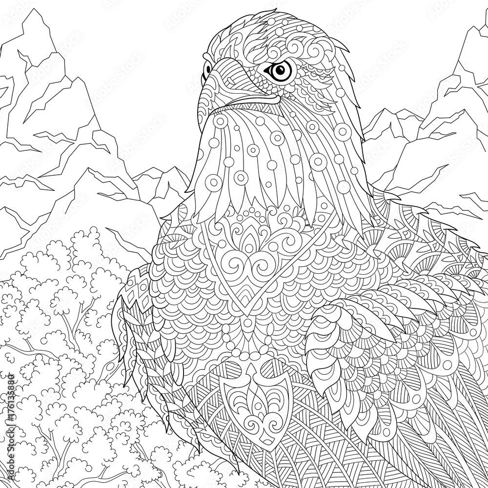 Coloring page of american bald eagle