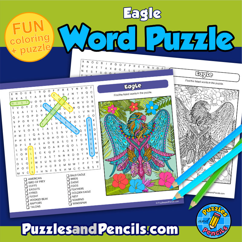 Eagle word search puzzle activity page and coloring june wordsearch made by teachers