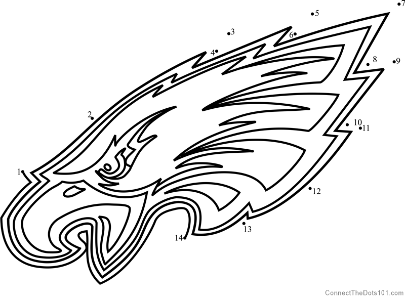 Philadelphia eagles logo dot to dot printable worksheet
