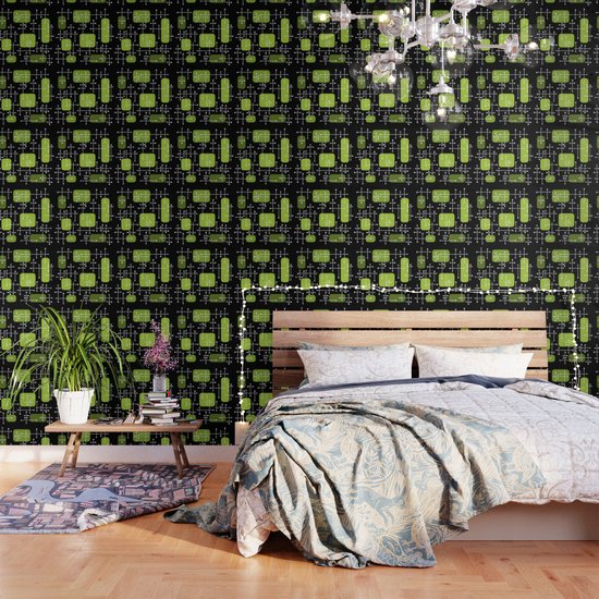 S eames era art crosshairs black chartreuse wallpaper by kay cordingly