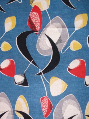 Vintage s barkcloth atomic kinetic crescent mobile eames era cotton fabric ebay barkcloth fabric wallpaper printing on fabric