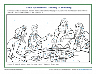 Timothy is teaching color by number page