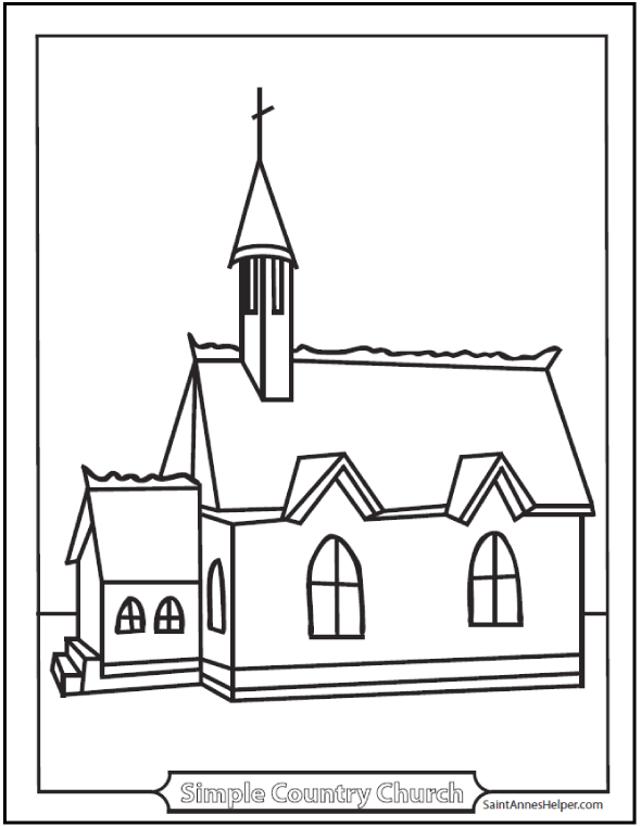 Coloring page church âïâï simple country chapel coloring page