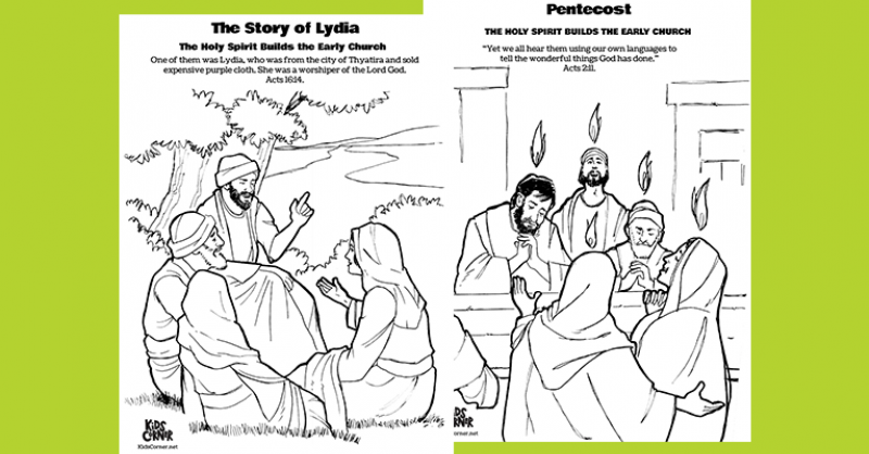 Bible story coloring packet holy spirit and earlyâ kids corner