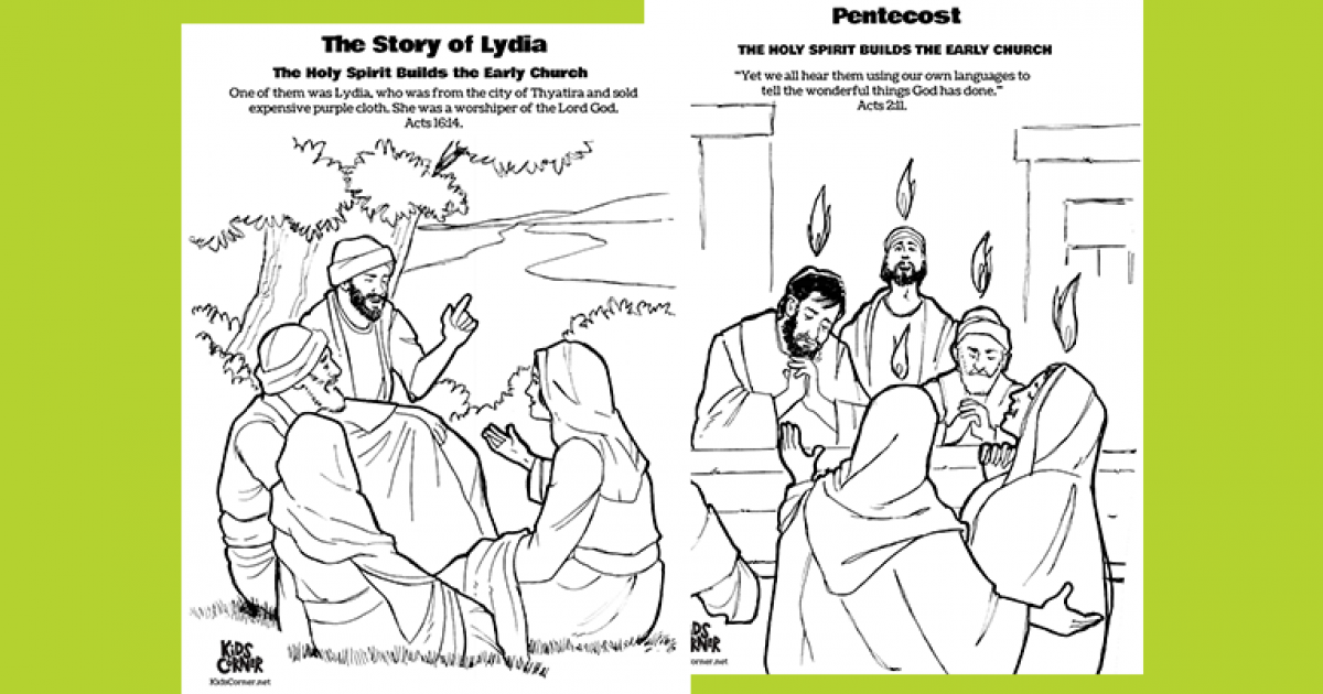 Bible story coloring packet holy spirit and earlyâ kids corner