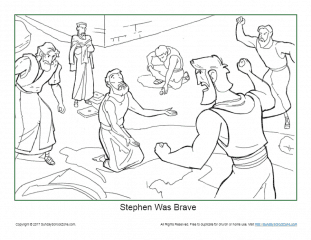 Stephen was brave coloring page on sunday school zone