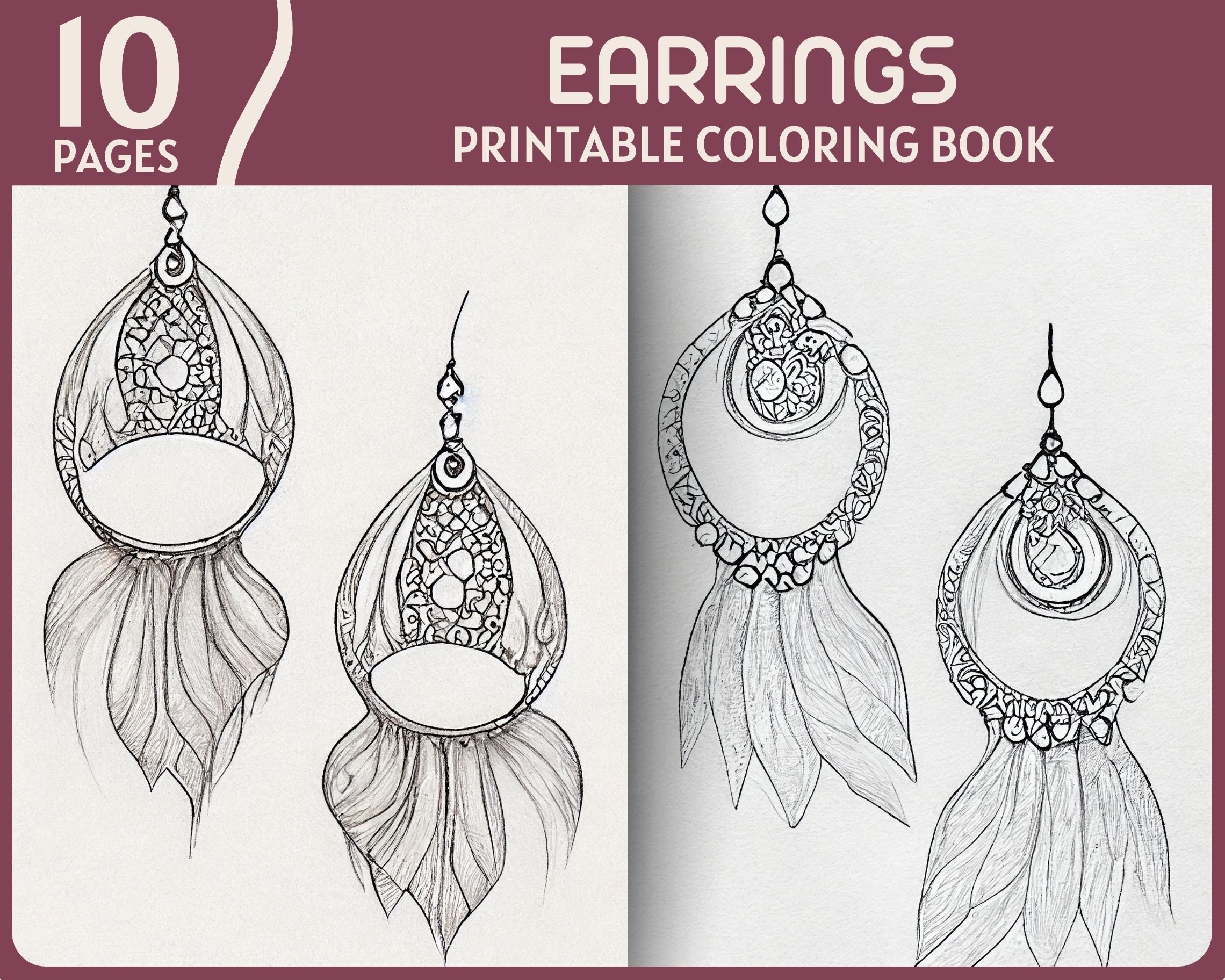 Earrings coloring pages easy earring theme printable coloring book jewelry drawings