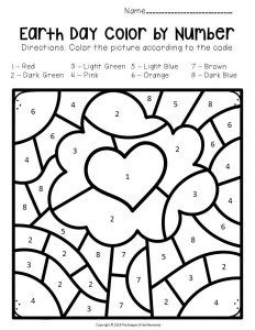 Free printable color by number earth day preschool worksheets preschool worksheets tree day earth day crafts