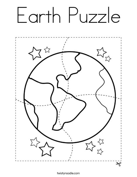 Earth puzzle coloring page