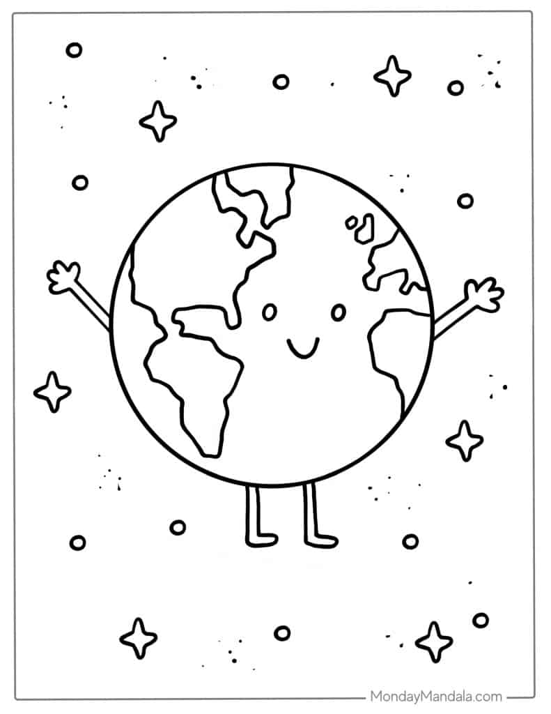 Earth coloring pages free pdf printables