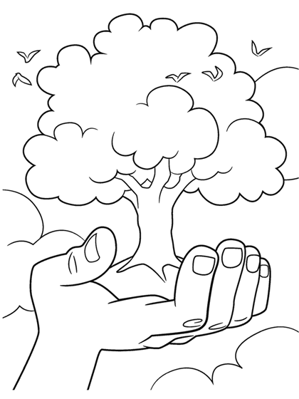 Earth day tree coloring page