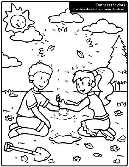 Connect the dots on this earth day coloring page to see what theyre planting earth day coloring pages coloring pages color writing activities